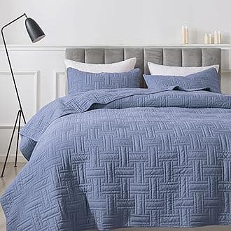 California Oversized Quilt King Size Bedding Sets with Pillow Shams, Blue Lightweight Soft Bedspread Coverlet, Cal Super Quilted Blanket Thin Comforter Bed Cover for All Season, 118x106 inches