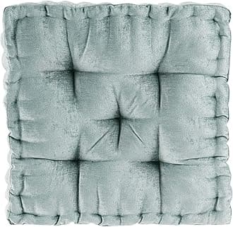 Intelligent Design Azza Floor Pillow, Large Cushions Sitting for Adults, Floor Pillow for Meditation or Yoga, Lustrous Chenille Tufted with Scalloped Edges for Bench/Chair Cushion, 20"x20"x5" Aqua