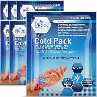 Medpride Instant Cold Pack (4”x 5”) – Set of 6 Disposable Cold Therapy Ice Packs for Pain Relief, Swelling, Inflammation, Sprains, Strained Muscles, Toothache – for Athletes & Outdoor Activities