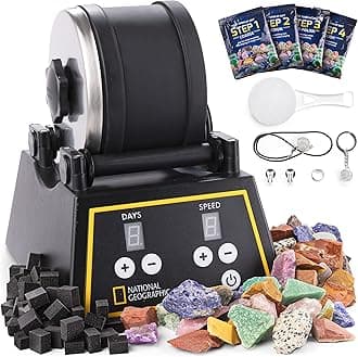 NATIONAL GEOGRAPHIC Professional Rock Tumbler Kit- Rock Polisher for Kids & Adults, Complete Rock Tumbler Kit with Durable Tumbler, Rocks, Grit, and Our New GemFoam Polisher, A Great STEM Science Kit