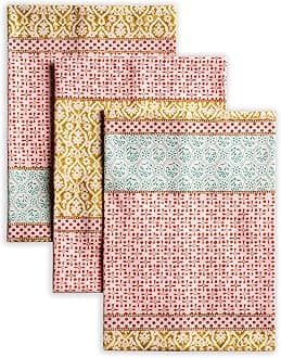 Kitchen Towels Set of 3 100% Cotton 27.50" x 20" Reusable Cloth Tea Dish Towels Absorbent with Hanging Loop for Kitchen Easter Decorations Spring/Summer (Provence)