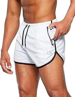 Men's Running Shorts 3 Inch Quick Dry Gym Athletic Jogging Shorts with Zipper Pockets