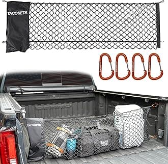 GMC Sierra & Chevy Silverado Envelope Style Truck Bed Cargo Net - Fits 2013-2025 - Upgraded 5mm Bungee - Free Storage Bag - Heavy Duty Carabiners - Designed in USA - 18" x 50"