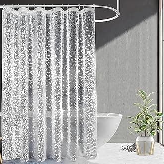 Kuber Industries (Pack of 3) Shower Curtains for Bathroom | Stone Print Waterproof Curtain | PVC Washroom Curtain | 7 Feet | Transparent