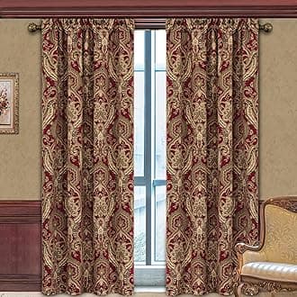Loom and Mill Luxury Damask Curtains for Bedroom, Lined Chenille Jacquard Blackout Curtains 2 Panels with Tiebacks, Window Curtain for Living Room Banquet Decor, Rod Pocket(52”Wx 84”L, 2 Panels)
