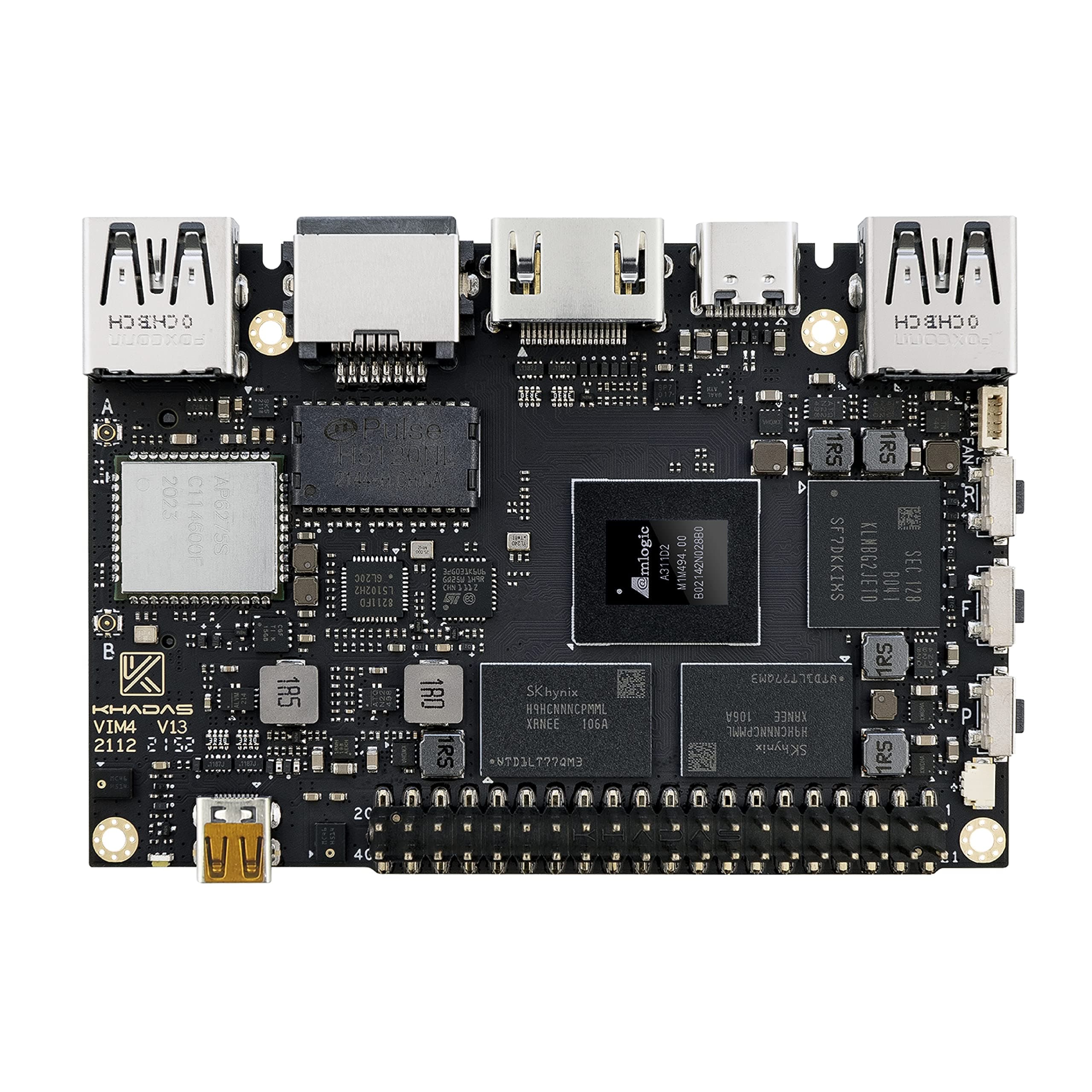 VIM4 Amlogic A311D2 Single Board Computer Supports 4K UI & 4K @60fps HDMI in, 4 Display Interfaces, LAN WiFi 6 & Bluetooth 5.1, 8GB 64bit LPDDR4X 2016MHz, MaliG52MP8(8EE) GPU