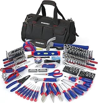 Workpro W009037A 322-Piece Home Repair Hand Tool Kit Basic Household Tool Set With Carrying Bag