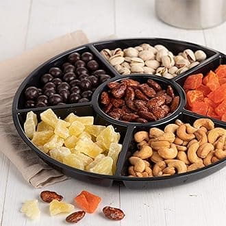 Plasticpro 6 Sectional Round Plastic Serving Tray/Platter (8, Black)