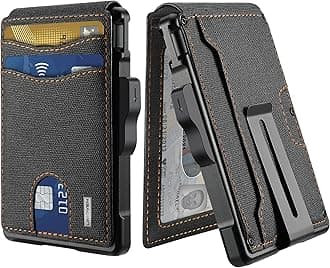 umoven Men's Wallet - Money Clip & Slots Slim Leather RFID Blocking Wallet Minimalist Bifold Wallet