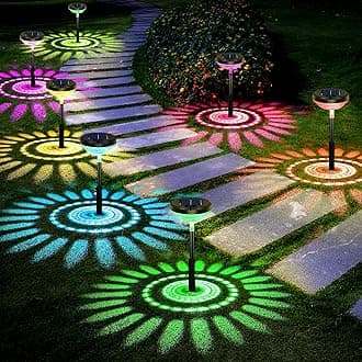Nupostai Bright Solar Pathway Lights 2 Pack, Color Changing + Warm White LED, IP67 Waterproof Solar Garden Lights for Walkway, Yard, Backyard, Lawn Decorative