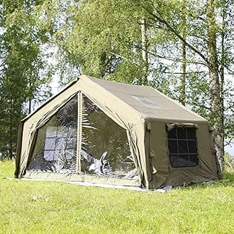 Coody Inflatable Canvas Camping Tents with Stove Jack – Premium Air Beam Family Glamping Tent, Breathable Cotton Canvas, Fast Setup Air Tent with Pump