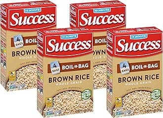 Success Boil-in-Bag Rice, Brown Rice, Quick and Easy Meals, 14-Ounce Box (Pack of 4)