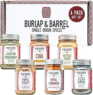 Burlap & Barrel Cooking & Baking 6-Pack Gift Set – As Seen on Shark Tank! Gourmet Spices for Home Chefs – Includes Cinnamon, Rosemary & More – 6 Full-Size Jars