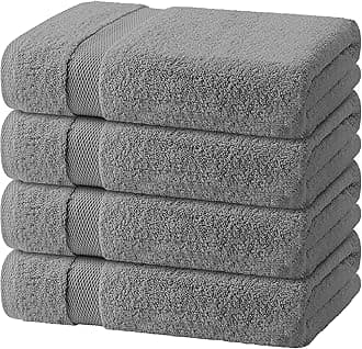 White Classic Light Gray Bath Towels 27x54 Inch, Cotton Towel Set for Bathroom, Hotel, Gym, Spa, Soft Extra Absorbent Quick Dry 4 Pack