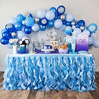 Bluekate Blue Tutu Table Skirt. 6ft Table Skirt with Double Layer Organza Willows for Under the Sea Decorations, 1st Baby Boy Birthday Décor, Elephant Baby Shower Décor, Gender Reveal or Bridal Shower