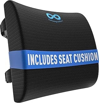 Everlasting Comfort Doctor Recommended Memory Foam Seat Cushion for Office Chairs & Car Seat - Ergonomic Office Desk Accessories for Tailbone Pain Relief, Sciatica & Back Support