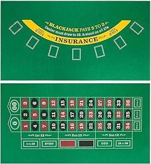 Brybelly Brybelly Blackjack and Roulette Table Felt | Gaming Mat Perfectly Sized to Fit Most Dining Room Tables | Roll Out Felt for Casino, Gambling Games | Double-Sided Felt for Casual and Entry Leve
