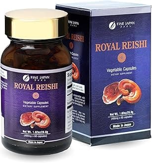 FINE JAPAN Organic Reishi Mushroom Capsules-Organic Mushroom Extract Supplement to Boost Your Immune System Health Dynamic Mushroom - 60 Capsules