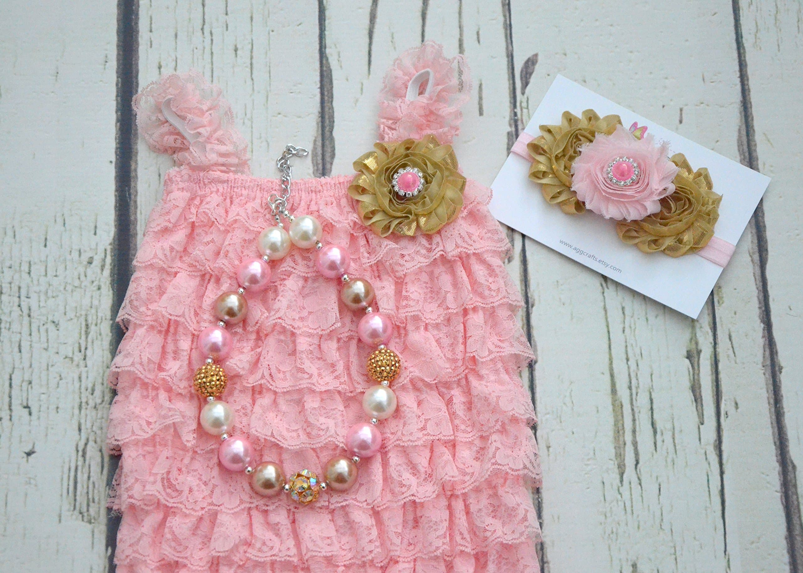 Pink lace romper set