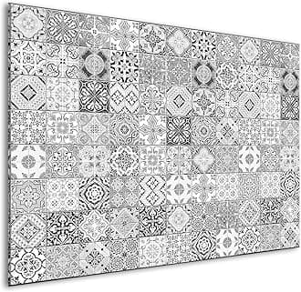 murando Glass Splashback for Kitchen Backsplash Cooker Protector Tempered Glass Decorative Wall Art Panel Heat Resistant Graphic 80x60 cm / 32"x24" Tlies Mosaic f-B-0288-aq-e
