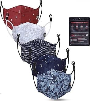 Reusable, Washable Designer Fabric Cotton 3D Printed 6 Layer Face Mask with Adjustable Earloop, Ear Saver Strap, Melt Blown Filter for Men & Women