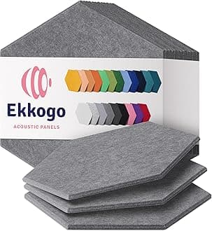 Acoustic Panels 12-Pack Soundproof Wall Panels 12''X10''X0.4'' Sound Panels High Density Sound Dampening Panels - [Pebble Gray Hexagon]