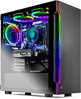 Brainstorm Corporation SkyTech Shadow 3.0 Gaming Computer PC Desktop - Ryzen 5 3600 6-Core 3.6GHz, RTX 2060 6G, 1TB SSD, 16GB DDR4 3000, RGB Fans, AC WiFi, Windows 10 Home 64-bit, Black