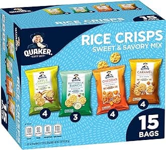 Quaker Rice Crisps, 4 Flavor Sweet and Savory Variety Mix, 15 count