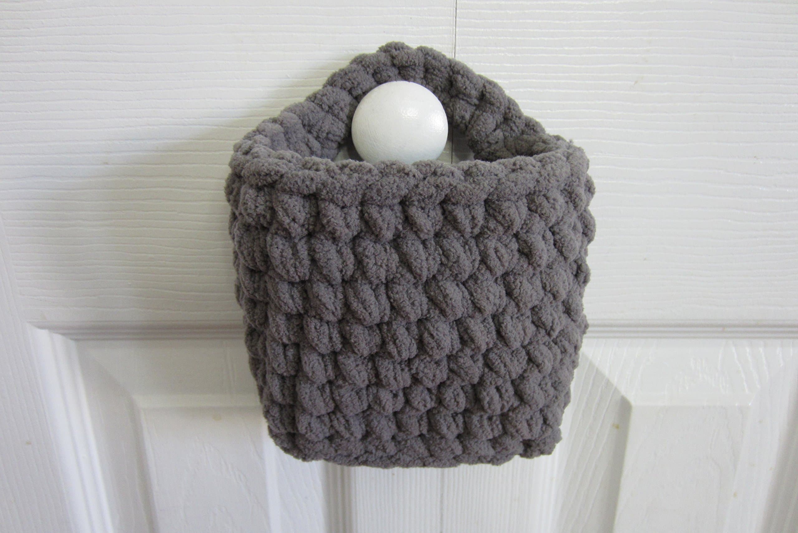 Small Hanging Basket, Rectangle Wall Baskets, Crocheted Catch All - Many Color Choices!