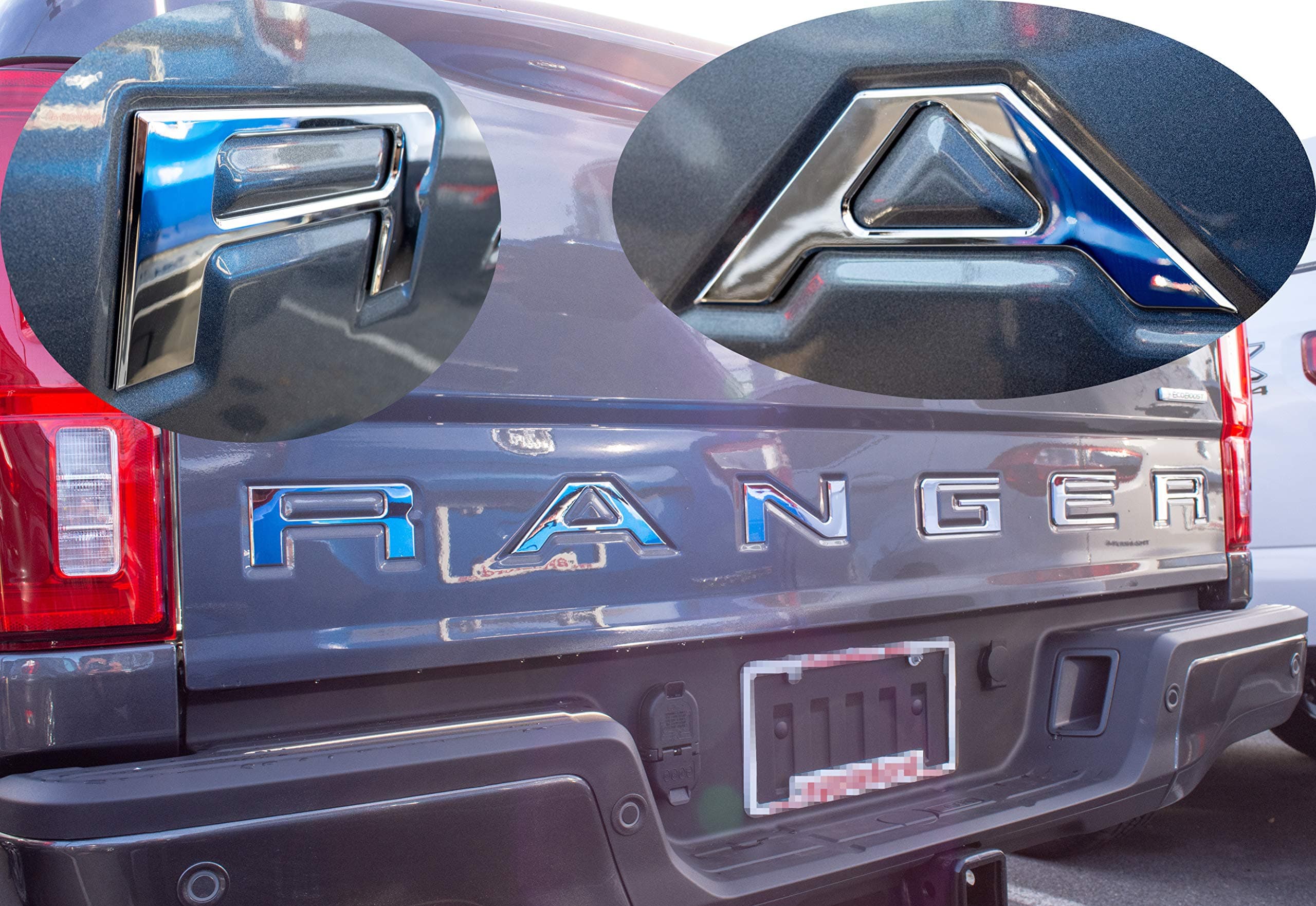 Auto Pro Accessories Tailgate Insert Letters Compatible with 2019-2021 Ranger, Not Decals Double Layer Emblems (Chrome)