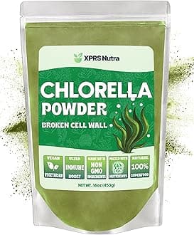 XPRS Nutra Chlorella Powder - Broken Cell Wall Chlorophyll Powder for Immunity - Vegan Friendly Chlorella for Complete Protein (16 Ounce)