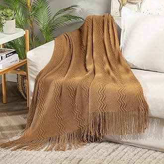 MIULEE Brown Knitted Throw Blankets - 50×60 Inch Soft Cute Cozy Warm Couch Throw Blanket for Sofa Bed Chair Travel Lightweight Solid Blanket for Men Women Baby Boys Girls