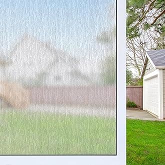 WPCTEV Window Film Non Adhesive Frosted Film Privacy Window Sticker Self Static Cling Vinly Glass Film Anti UV Decorative for Home Office Rain 17.7 Inch x 6.5 Feet