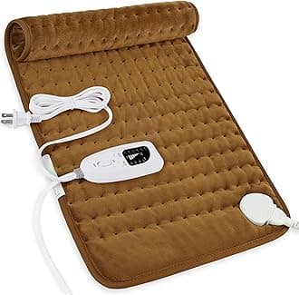 Deepsoon Heating Pad-Electric Heating Pads for Back,Neck,Abdomen,Moist Heated Pad for Shoulder,Knee,Hot Pad for Pain Relieve,Dry&Moist Heat & Auto Shut Off(Brown, 12''×24'')