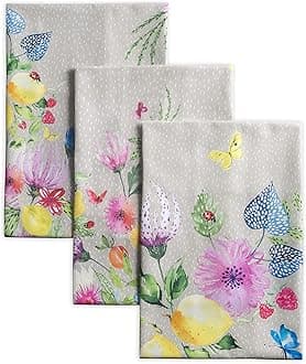 Maison d' Hermine Jardin D'Ete-Fog 100% Cotton Set of 3 Multi-Purpose Kitchen Towels | Bar Towels | Spring/Summer (50 cm x 70 cm)