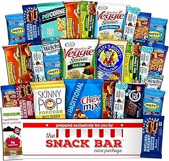 The Snack Bar Healthy Care Package (30 count) A Gift crave Box with a Variety of Healthy Choices - Great for Office, College Military, Work, Students Holiday Gifts.