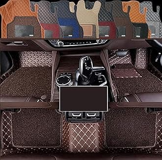 Premium 7D Car Mat for Tata Safari 7-SEAT (Model:2021-2026) || Luxury Leather Dual-Stitch Full Set 7D Car Floor Mat || 100% Waterproof || Colour : Coffee Stitch-Coffee Grass (Design-1)
