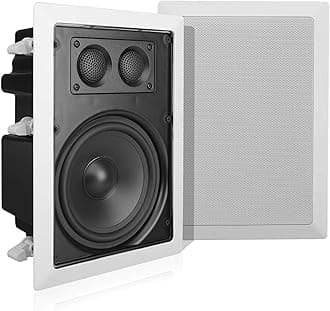 Pyle In-Wall/In-Ceiling Dual 6.5'' Enclosed Speaker Systems, 2-Way Flush Mount Stereo Speakers (Pair),White