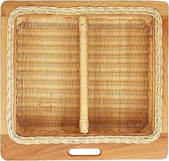 - Wicker basket for modular kitchen | wicker basket for kitchen storage | Wicker basket for onion, patato (With Partition, 22.5" W (564mm) X 20" L X 8" H)), Rectangular, Beige