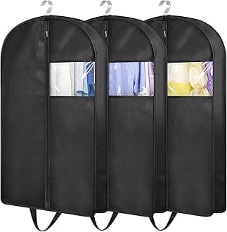 KIMBORAKIMBORA 32" Garment Bags for Hanging Clothes Travel, 4" Gusseted Suit Bags for Closet Storage Mens Garment Protector Cover for Coats, Jackets, Shirts (3 Packs)