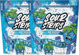 Sour Candy Belts, Blue Raspberry Resealable Candy Bags, 10.2 Ounce (Pack of 2)