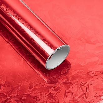 Lypumso Forged Carbon Fiber Vinyl Wrap, Gloss Holograpgic Chrome Mirror Car Wrap Vinyl DIY Auto Sticker Decal Film Sheet with Bubble Free Air Release (Red, 1ft x 10ft)