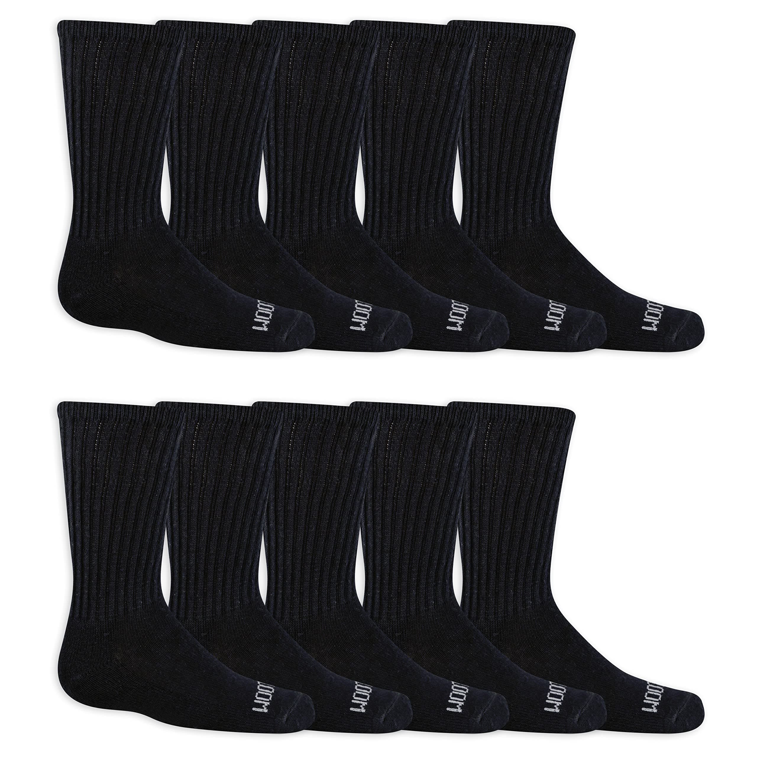 Fruit of the Loom Boys' Dual Defense Crew Socks (10-Pack)