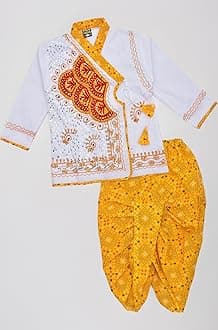 PK HUB® Boys Traditional Full Sleeve Rajasthani Angrakha Dress with Dhoti for Boys/Kids 100% Cotton