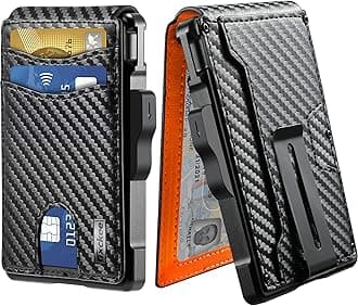 umoven Wallet for Men - with Money Clip Slim Leather Slots RFID Blocking Bifold Minimalist Wallet