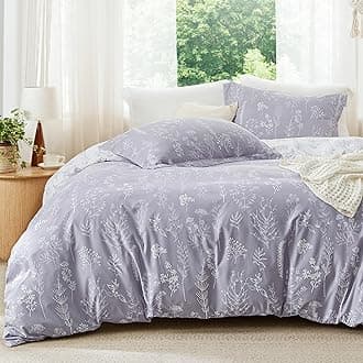 Bedsure Full Comforter Set - Lavender Comforter, Cute Floral Bedding Comforter Sets, Gifts for Woman, 3 Pieces, 1 Soft Reversible Botanical Flowers Comforter and 2 Pillow Shams