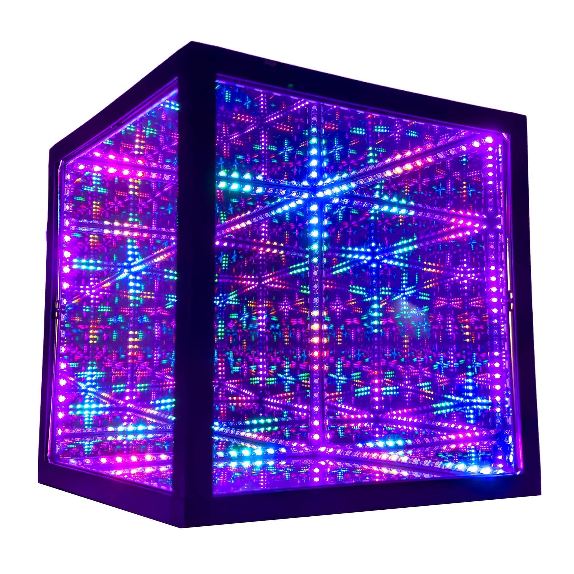 The Hyperspace Lighting Company HyperCube Infinity Cube LED Light - 10-Inch Sound Reactive Table Desktop Lamp - Cool & Creative RGB Multicolor Decorative Mirror Art Desk Night Light