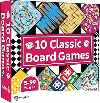 Popcorn Games & Puzzles 10 in 1 Classic Board Games for Smart Kids|Help to Boost Decision Making,Strategic Thinking and Problem Solving