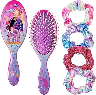 - LUV HER Nickelodeon Jojo Siwa Hair Brush & 4 Scrunchies - Girls 9inc Hair Set, Detangling Brush for Thick Curly Thin Wet or Dry Hair - Hair Accessories for Kids Ages 3+
