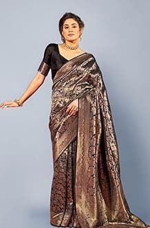 SWORNOF Women's kanjivaram banarasi silk saree for festival Wedding silk with rich pallu Design sarees for women with Unstitched blouse piece